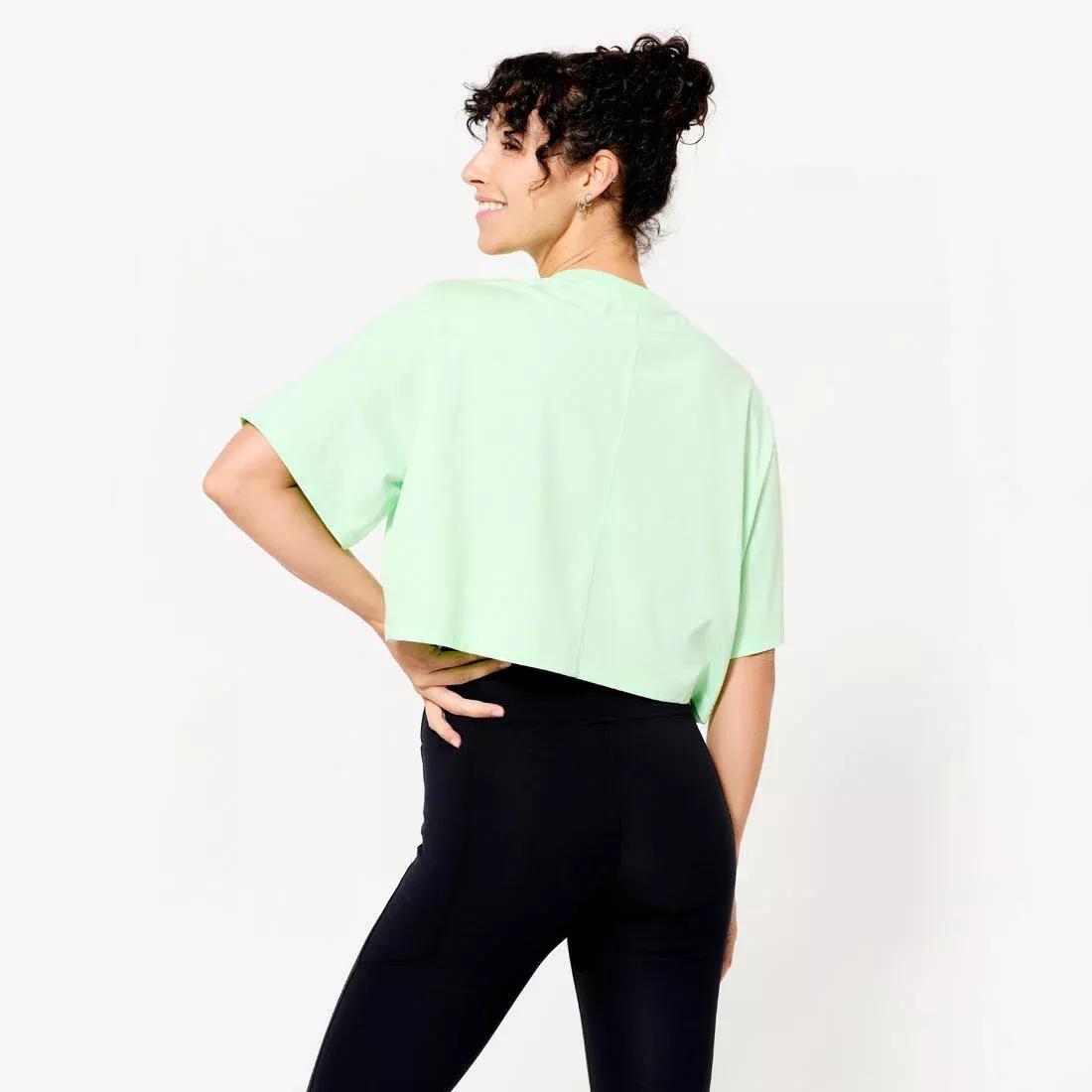 Women Cropped T-Shirt, Green, No Color, large image number 3