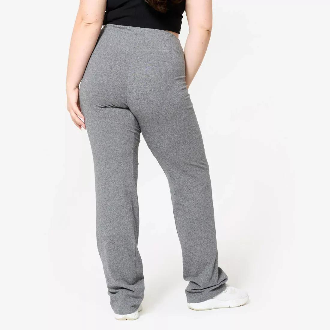 Women Flared Cotton Fitness Leggings, Grey, 5401_000, large image number 11