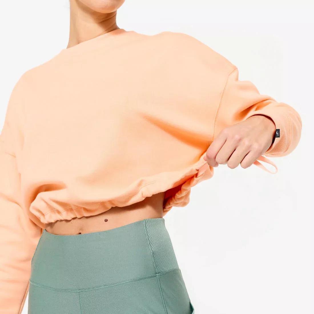 Women Fitness Cropped Sweatshirt, Orange, 5401_000, large image number 3