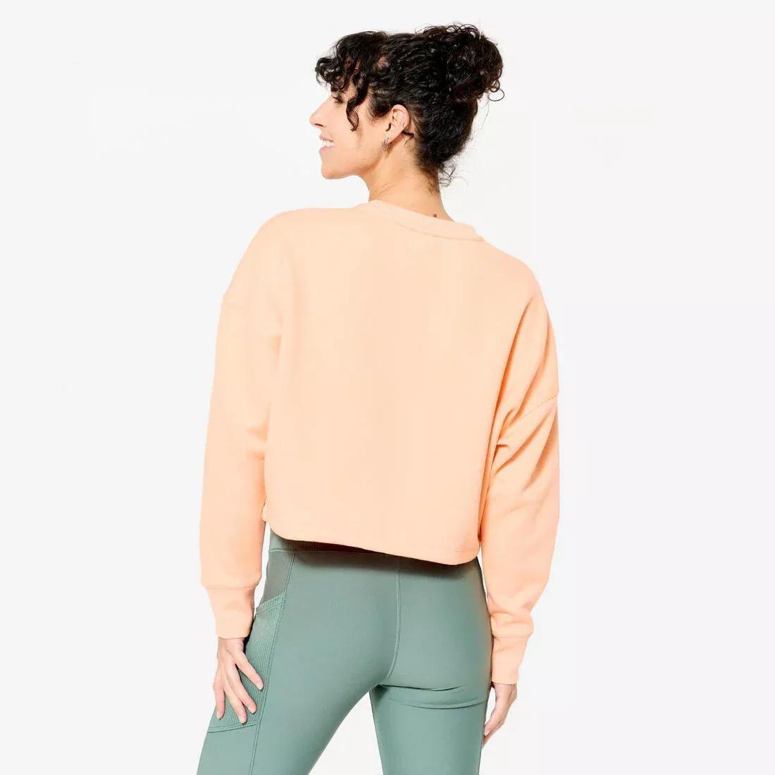 Women Fitness Cropped Sweatshirt, Orange, 5401_000, large image number 4