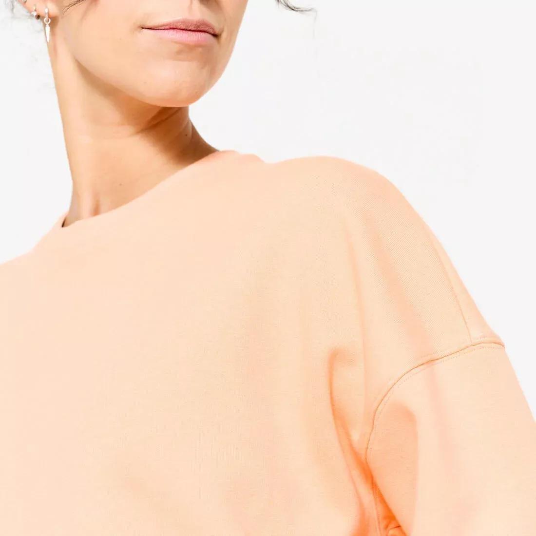 Women Fitness Cropped Sweatshirt, Orange, 5401_000, large image number 5