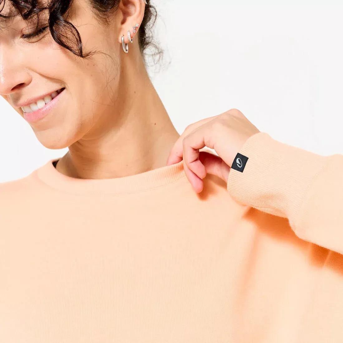 Women Fitness Cropped Sweatshirt, Orange, 5401_000, large image number 6