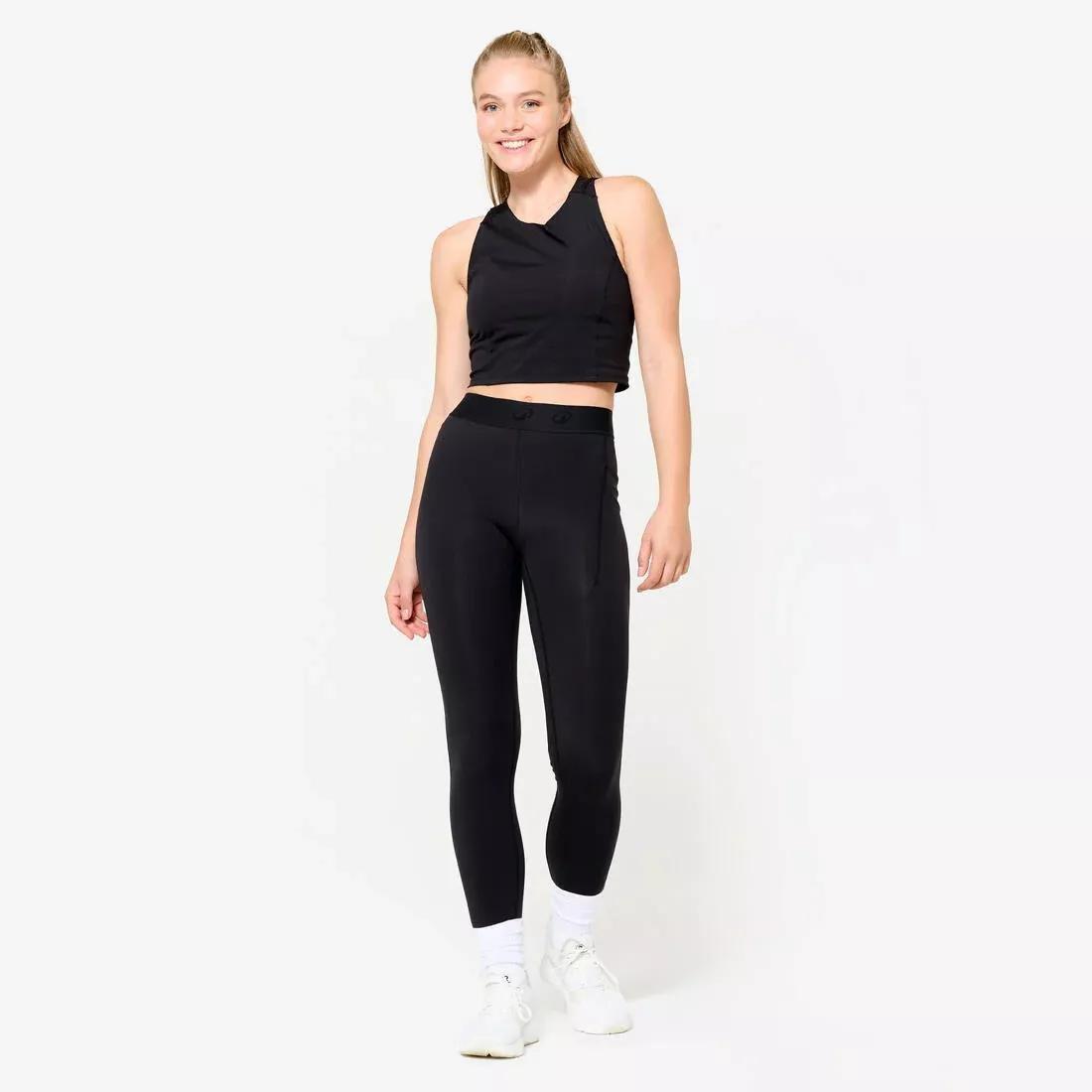 Women Body-Hugging Fitness Cropped Tank Top, Black, 5401_000, large image number 2