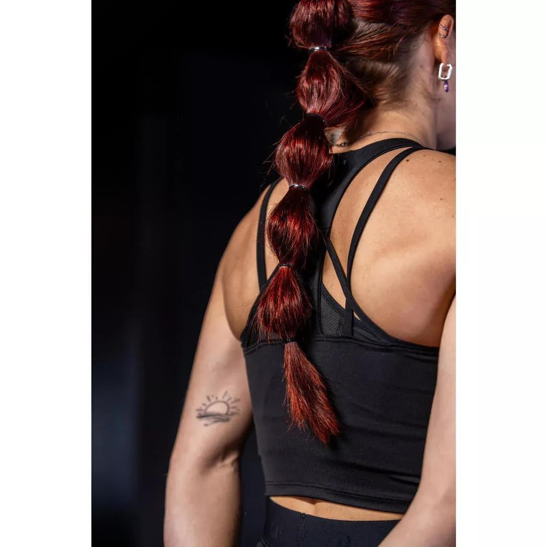 Women Body-Hugging Fitness Cropped Tank Top, Black, 5401_000, large image number 6