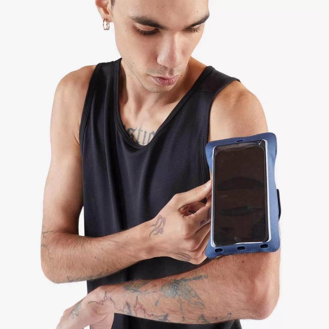 Men and Women smartphone and big phone running armband - KIPRUN, Blue, 5401_000, large image number 2