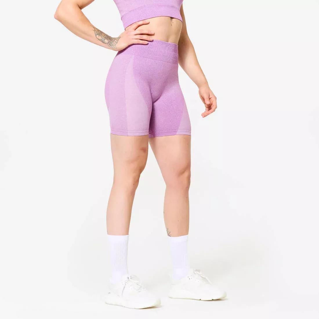 High-Waisted Seamless Fitness Shorts, Pink, 5401_000, large image number 7