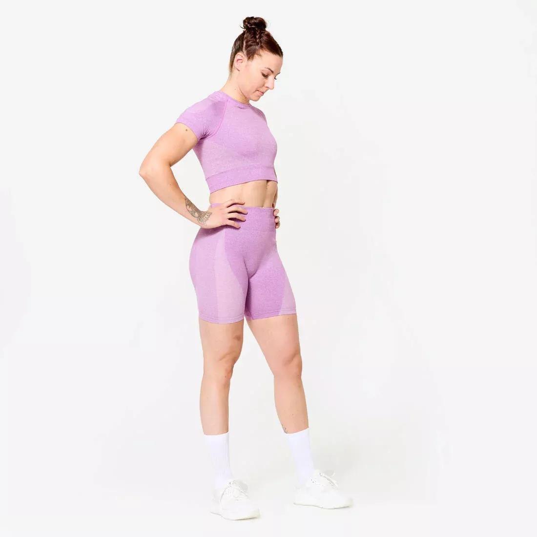 High-Waisted Seamless Fitness Shorts, Pink, 5401_000, large image number 8