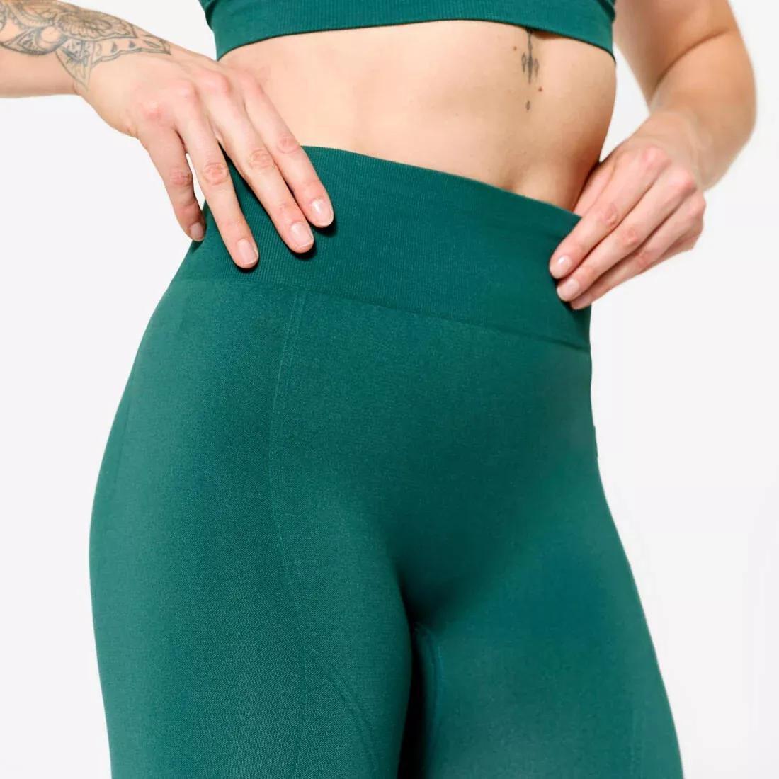 Women High-Waisted Push-Up Effect Seamless Leggings, Teal, No Color, large image number 5
