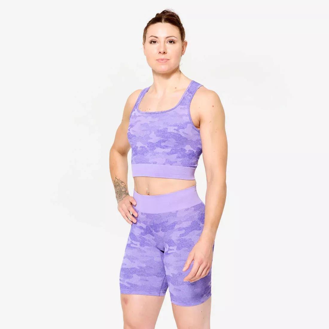 Fitness Crop Top Camo, Purple, No Color, large image number 1