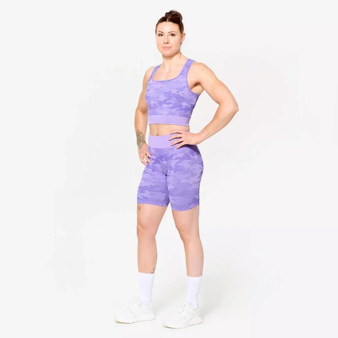 Fitness Crop Top Camo, Purple, No Color, large image number 2