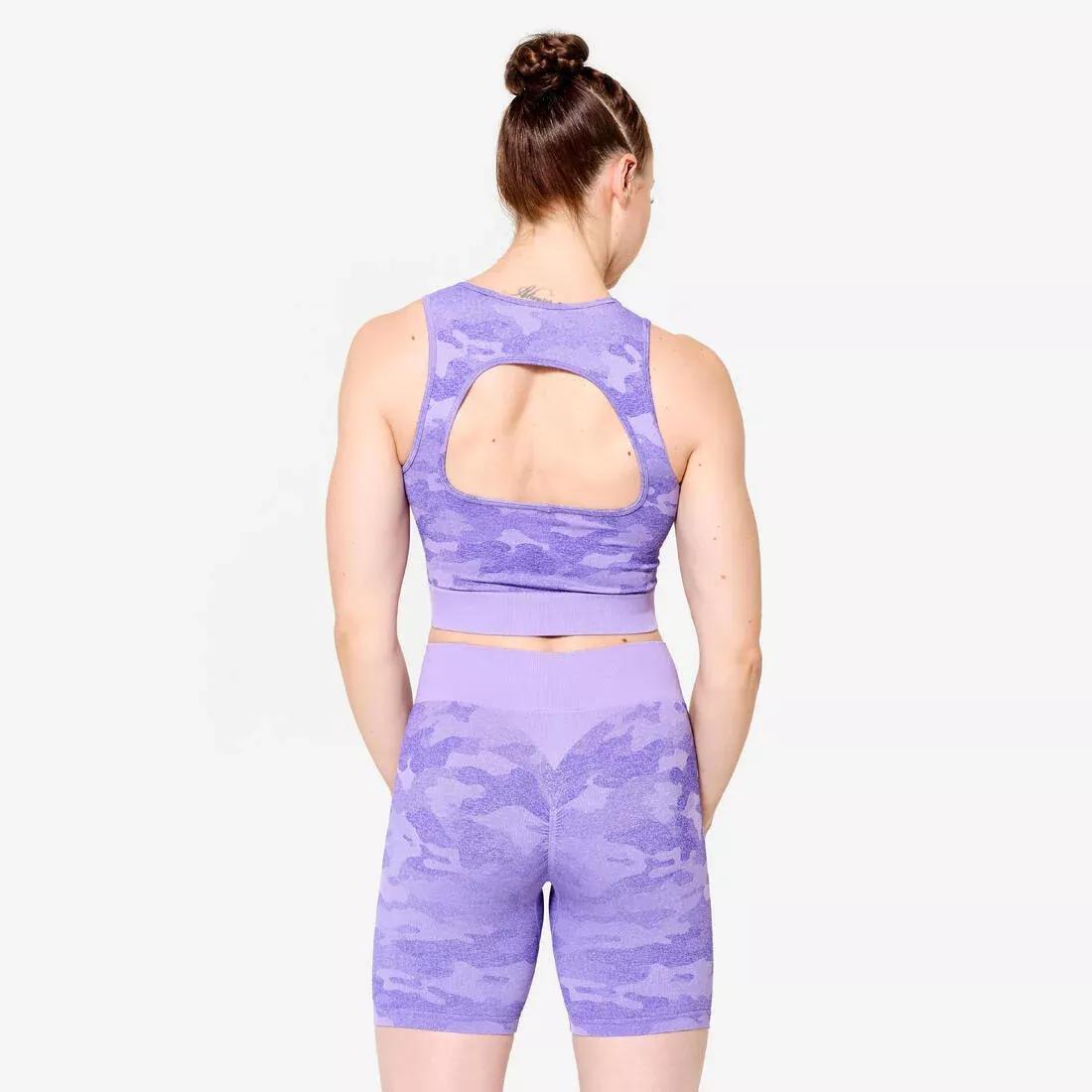 Fitness Crop Top Camo, Purple, No Color, large image number 4