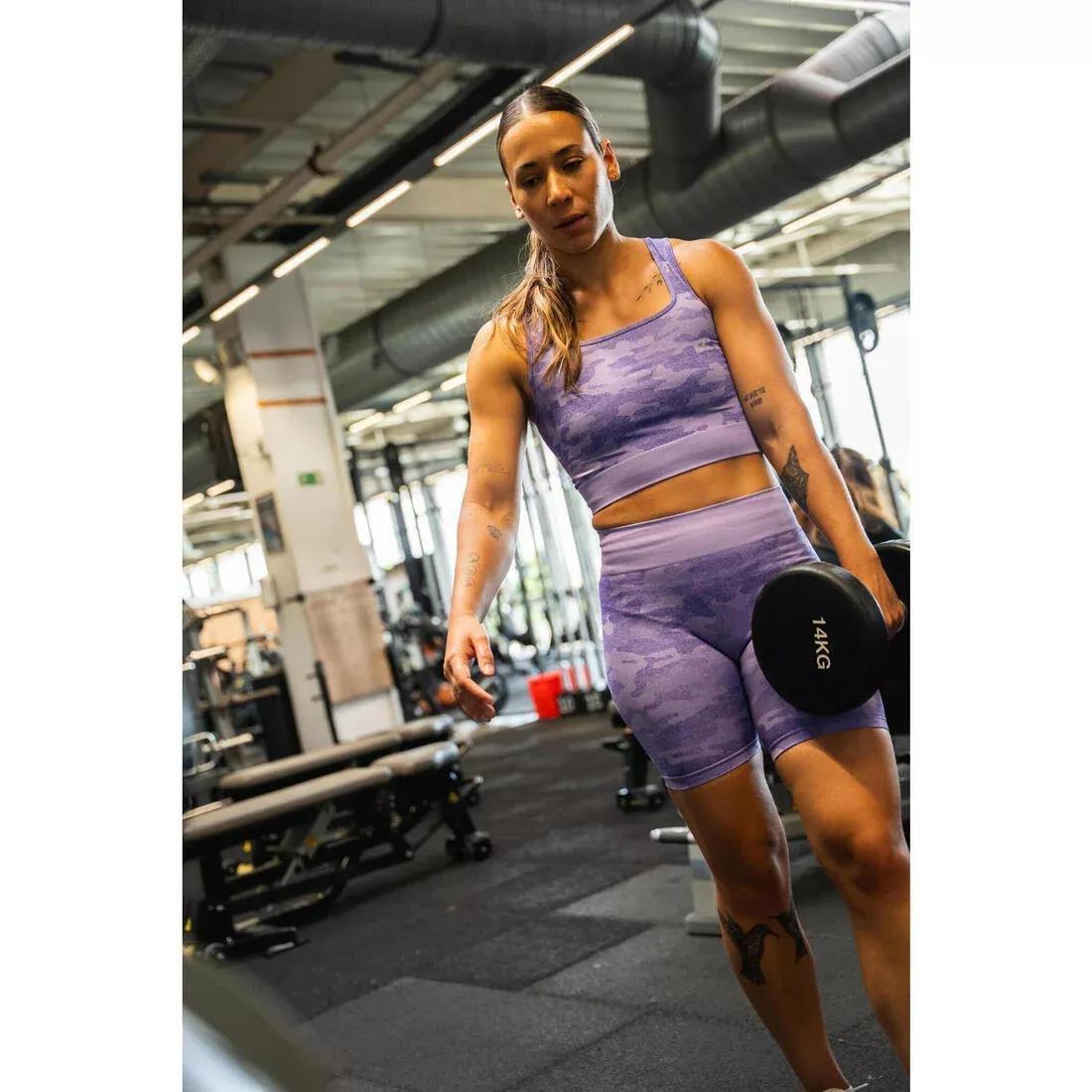 Fitness Crop Top Camo, Purple, No Color, large image number 9