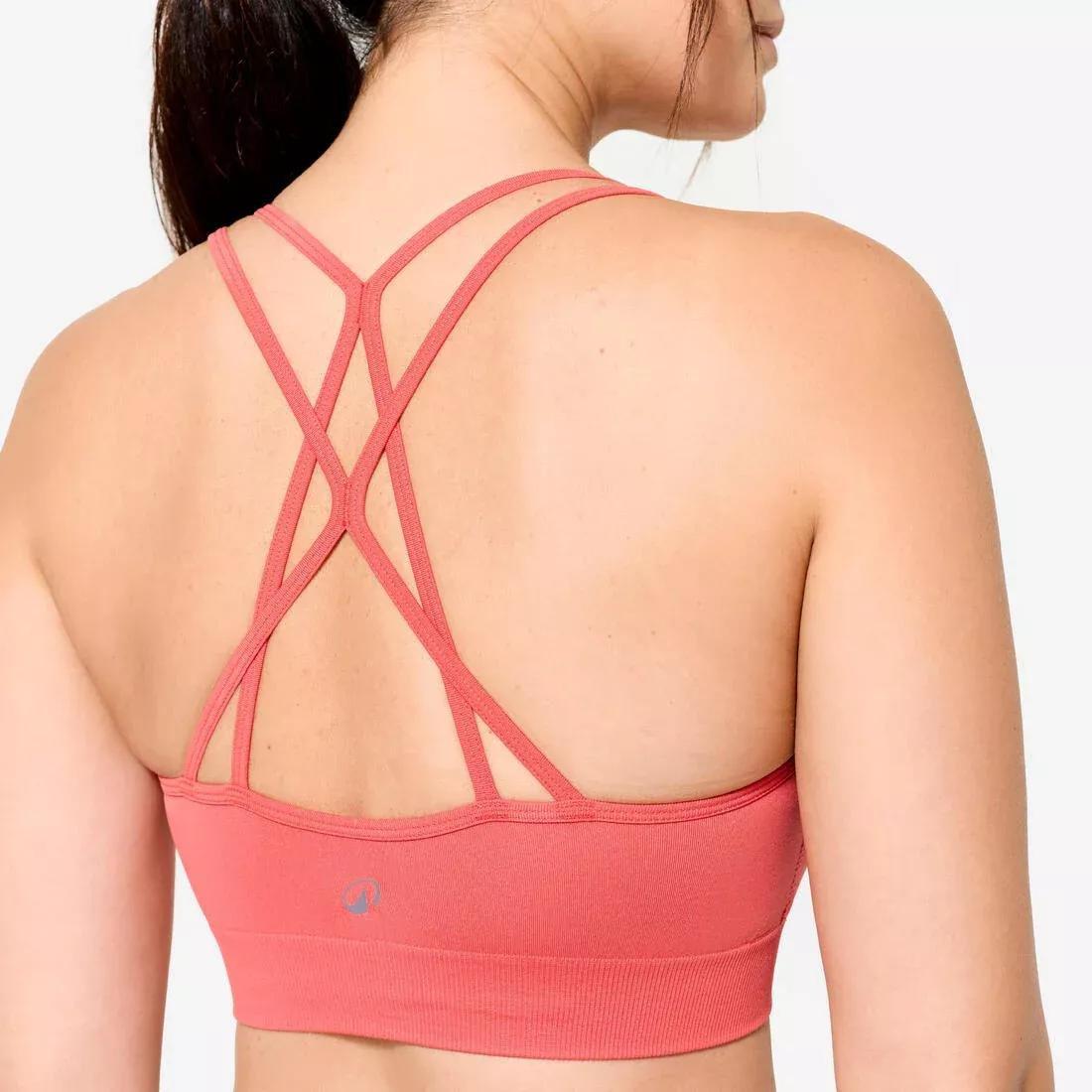 Women Light Support Sports Bra With Cross-Over Straps, Pink, No Color, large image number 12