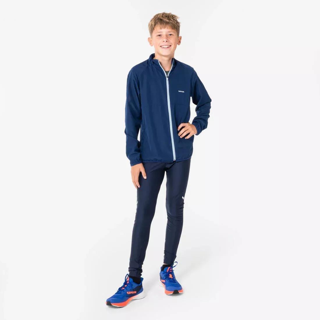 Kids Unisex Windproof Running Jacket - Kiprun Wind Jacket Jr, Navy, No Color, medium