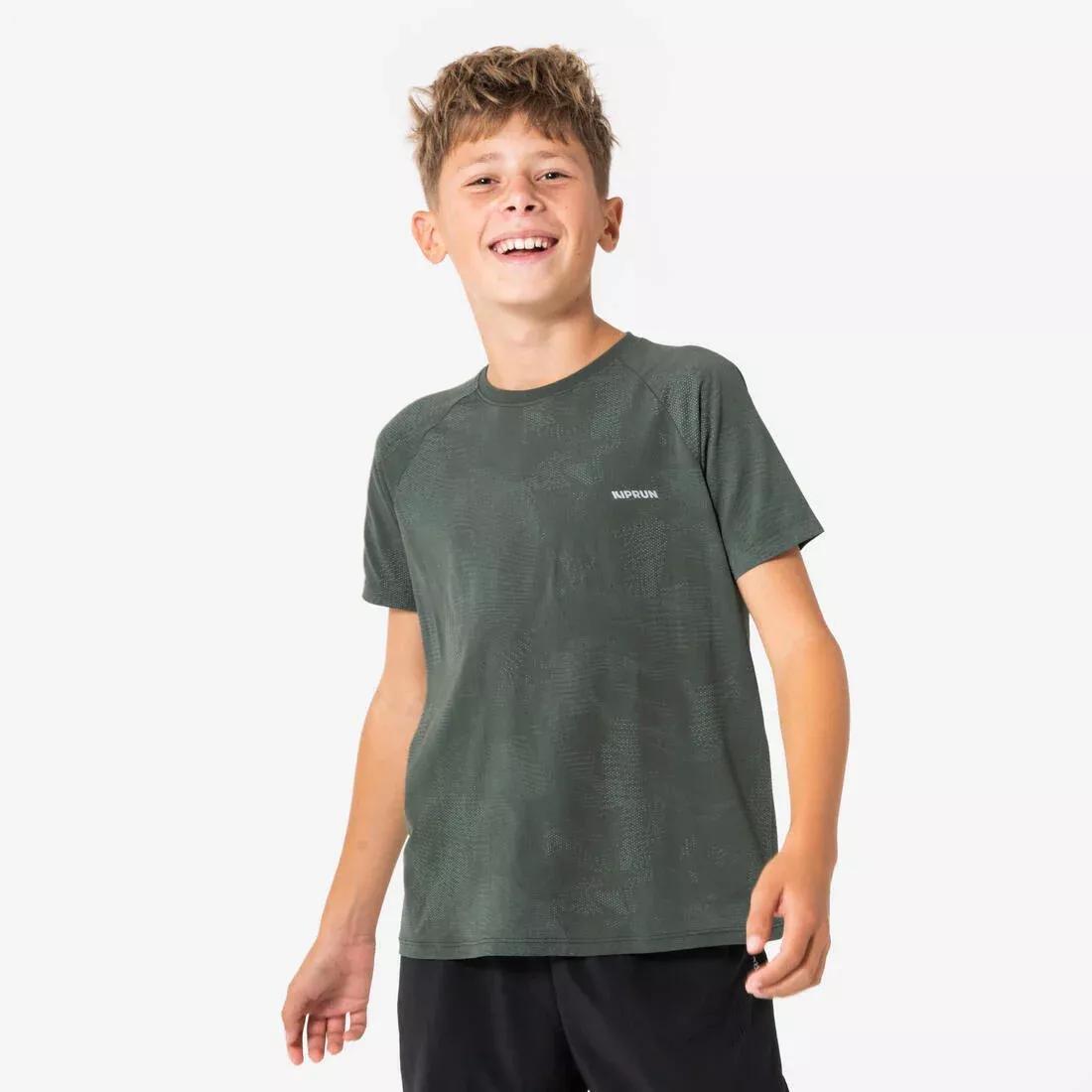 Kids Seamless Running T-Shirt - Kiprun TS Light 900, Green, No Color, medium