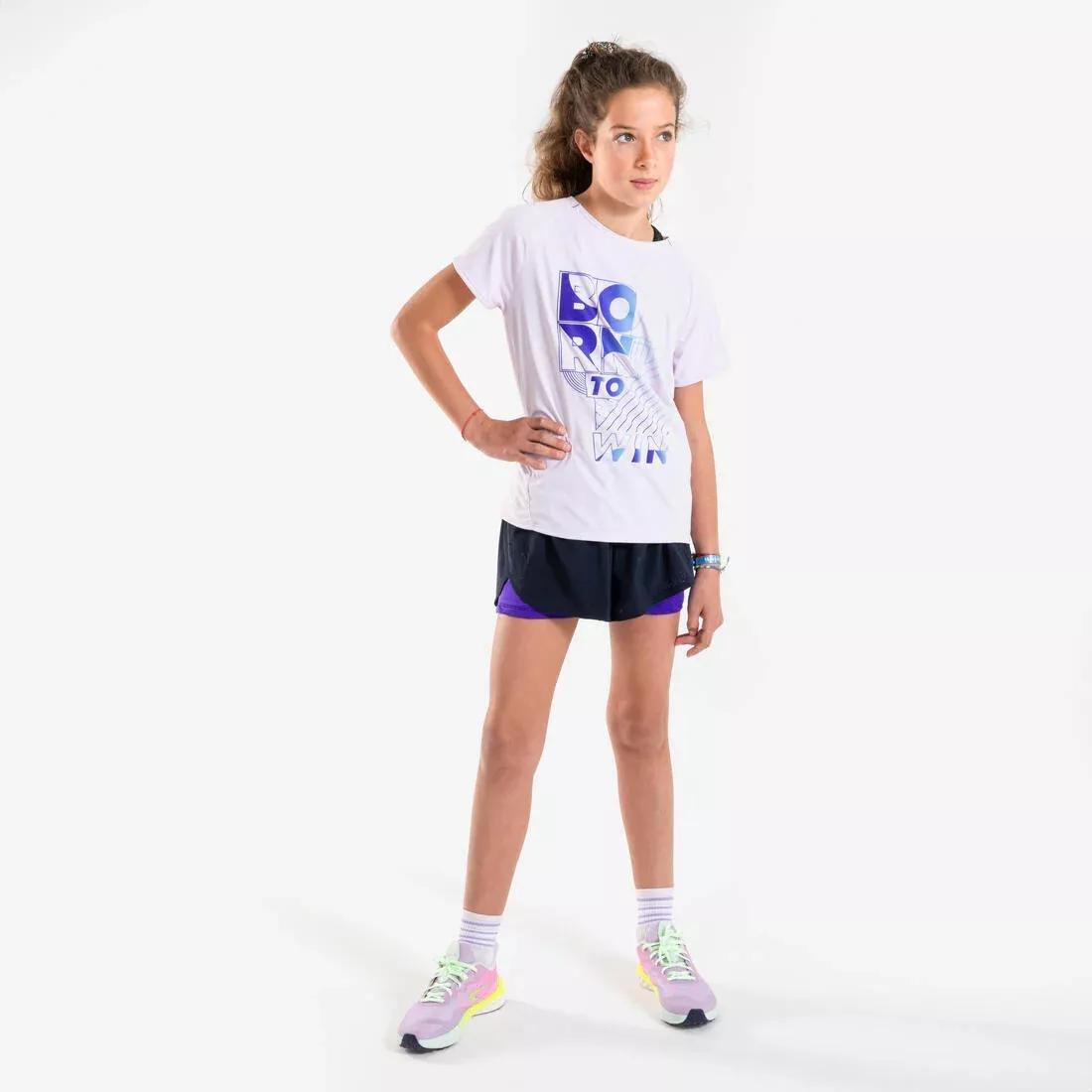 Kids Girls Kiprun Dry+ 500 Breathable Running T-Shirt, Purple, No Color, large image number 6