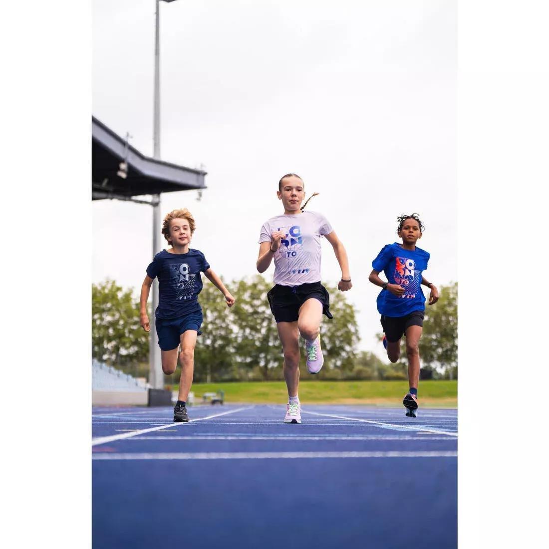 Kids Girls Kiprun Dry+ 500 Breathable Running T-Shirt, Purple, No Color, large image number 7