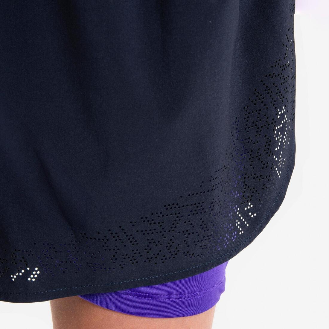 ASPHALT BLUE KIPRUN DRY+ Girls' 2-in-1 Running Tight Shorts, No Color, large image number 5