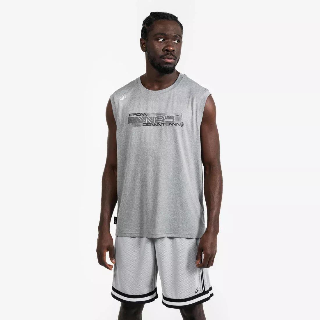 Adults Unisex Sleeveless Basketball Jersey - TS500, Grey, No Color, medium