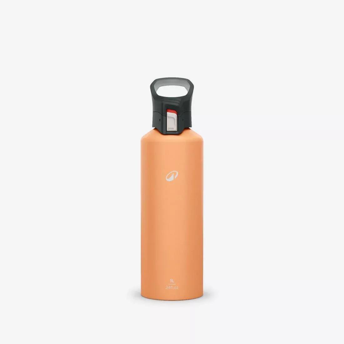 1 L Aluminium Water Flask 500 With Quick-Release Cap For Hiking, Orange, No Color, medium