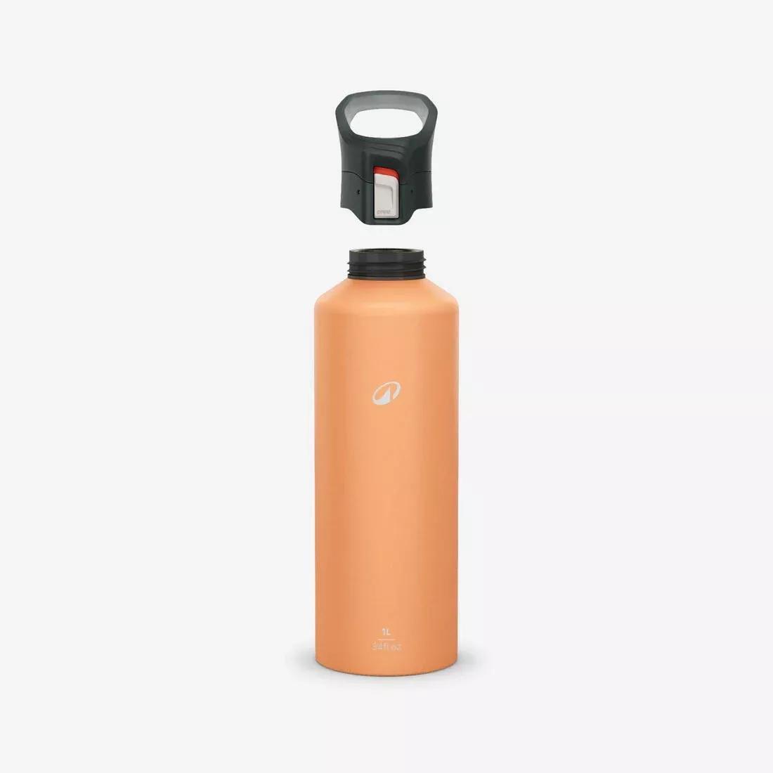 1 L Aluminium Water Flask 500 With Quick-Release Cap For Hiking, Orange, No Color, medium