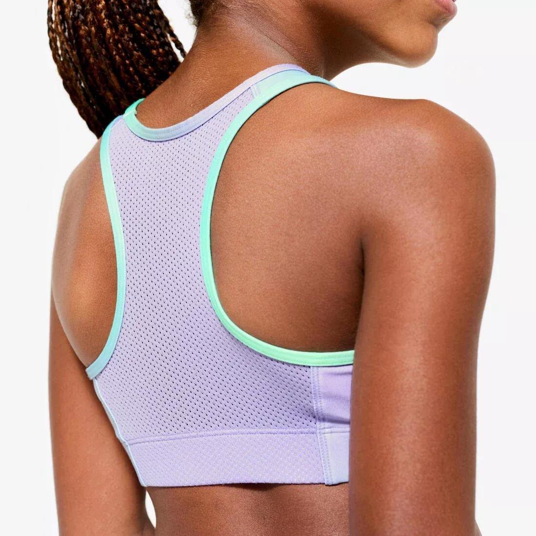 Kids Girls Breathable Sports Bra - Forest Print, Purple, No Color, large image number 3
