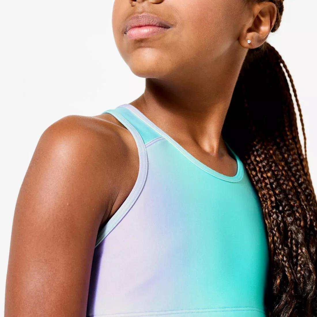 Kids Girls Breathable Sports Bra - Forest Print, Purple, No Color, large image number 4