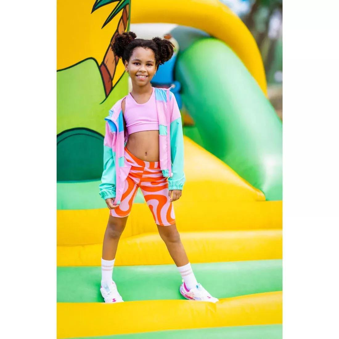 Kids Girls Multisports Cotton Cycling Shorts Print, Pink, 5401_000, large image number 6