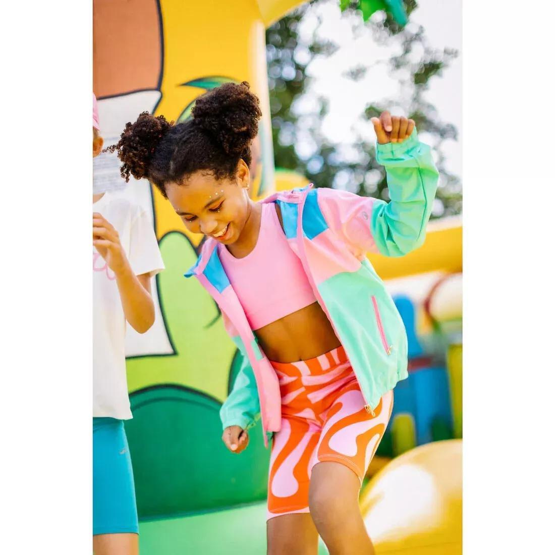 Kids Girls Multisports Cotton Cycling Shorts Print, Pink, 5401_000, large image number 7