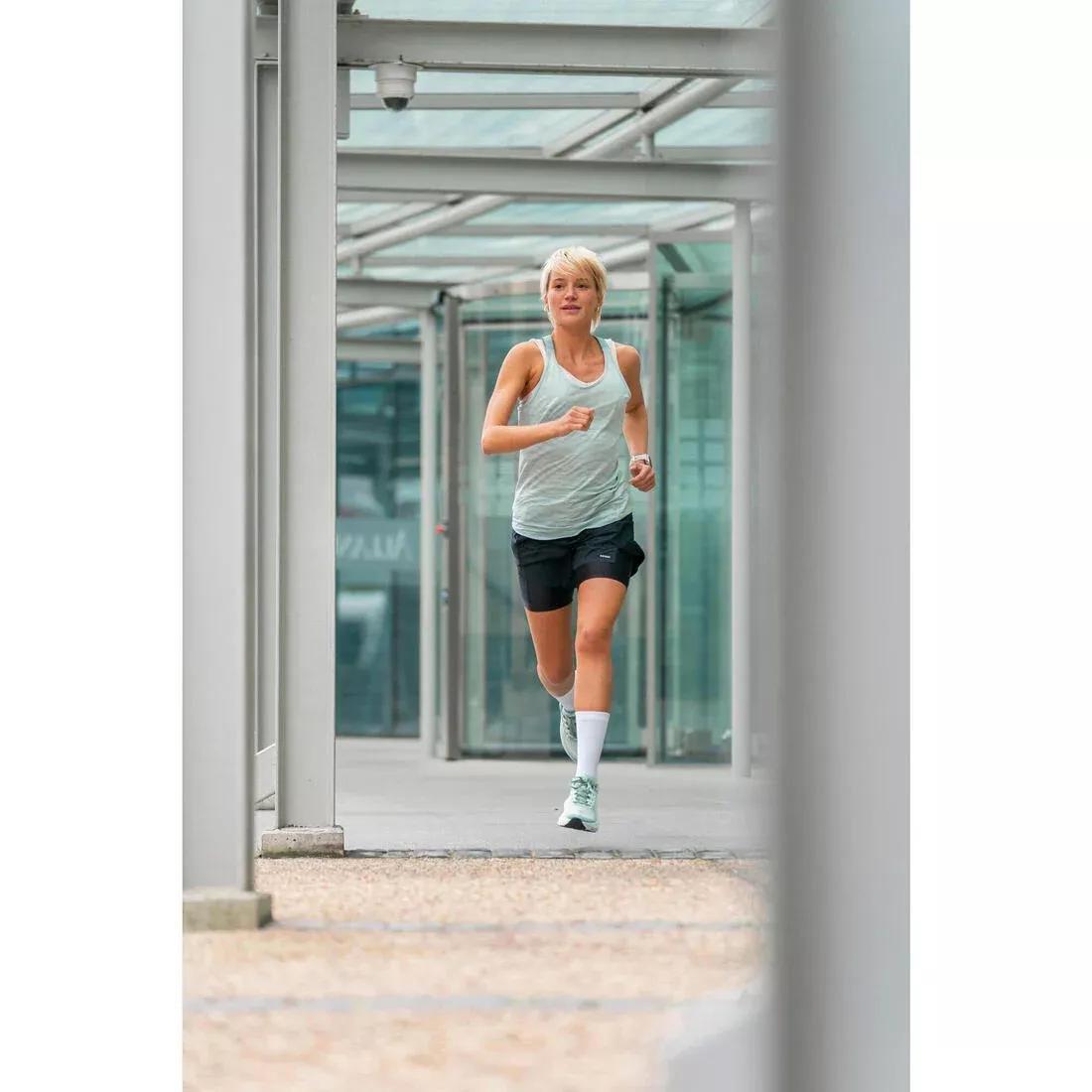 Women Running Breathable 2-In-1 Shorts - Kiprun Run 500 Dry, Black, No Color, large image number 9