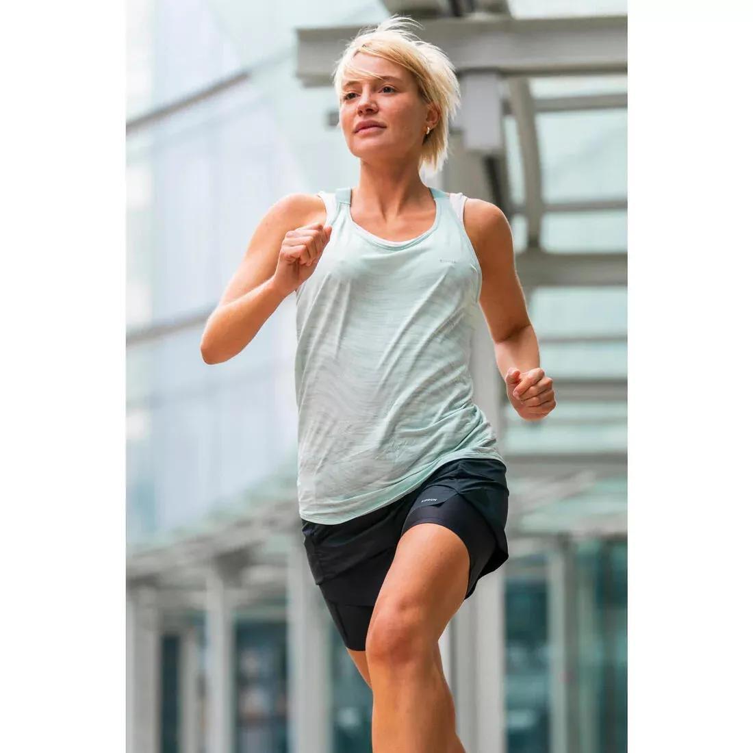 Women Running Breathable 2-In-1 Shorts - Kiprun Run 500 Dry, Black, No Color, large image number 11