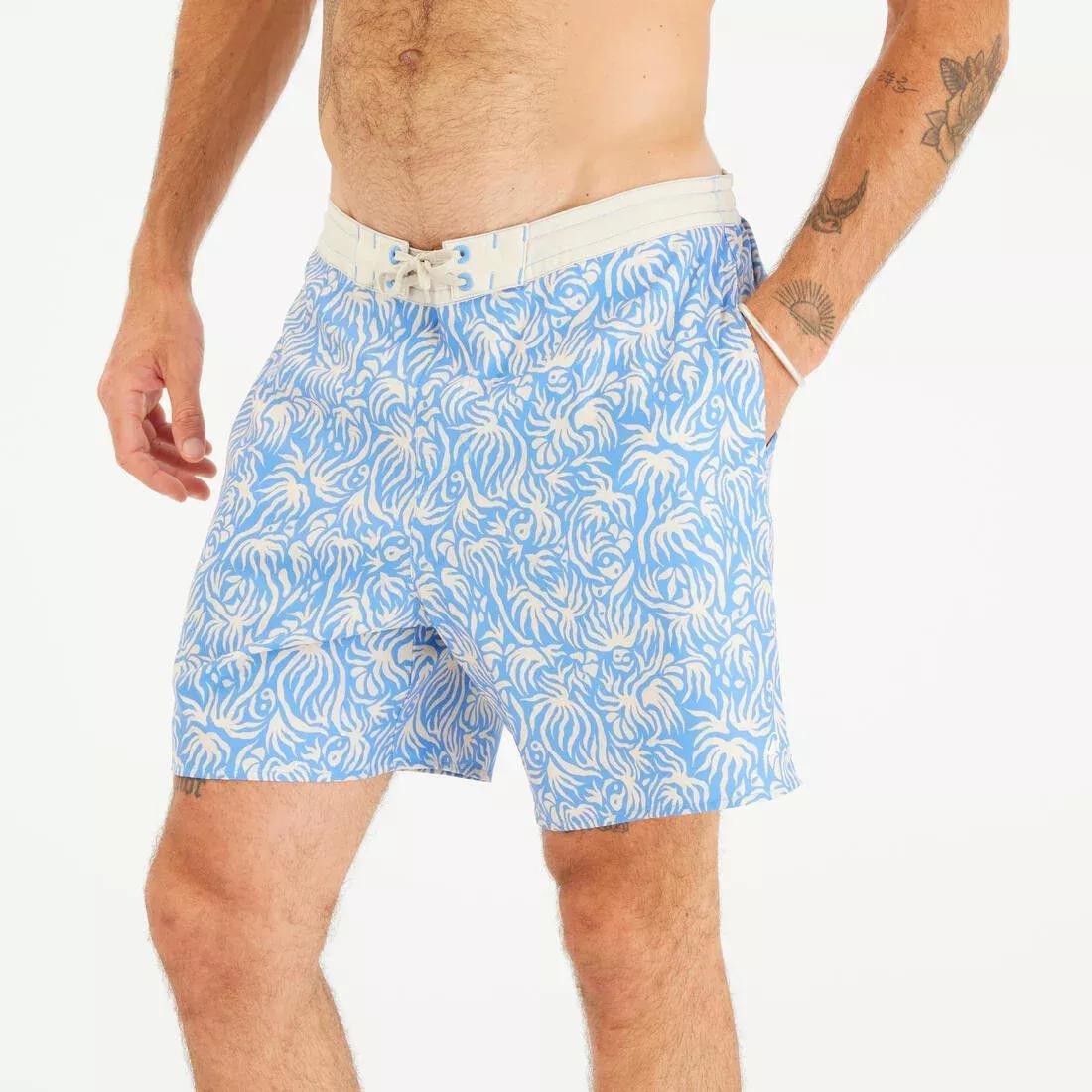 Men Surfing Boardshorts Mid-Length Swim Shorts 18&rdquo; - 100, Blue, No Color, large image number 0