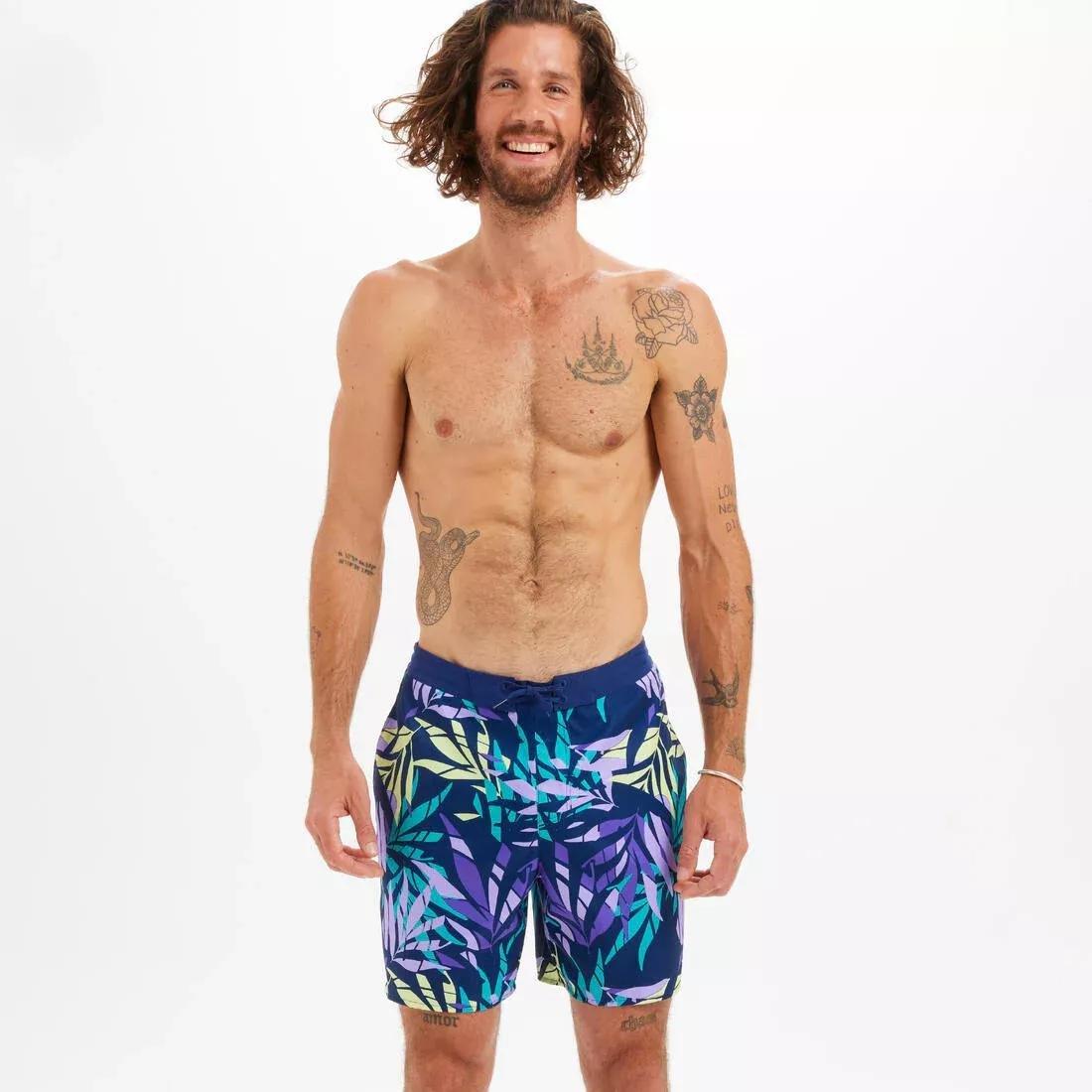 DARK BLUE Boardshort surf 100 long MAN, No Color, medium