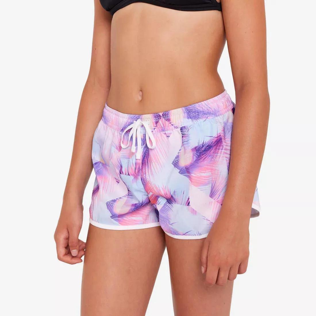 Kids Girls Surfing Swim Shorts, Purple, 5401_000, large image number 0