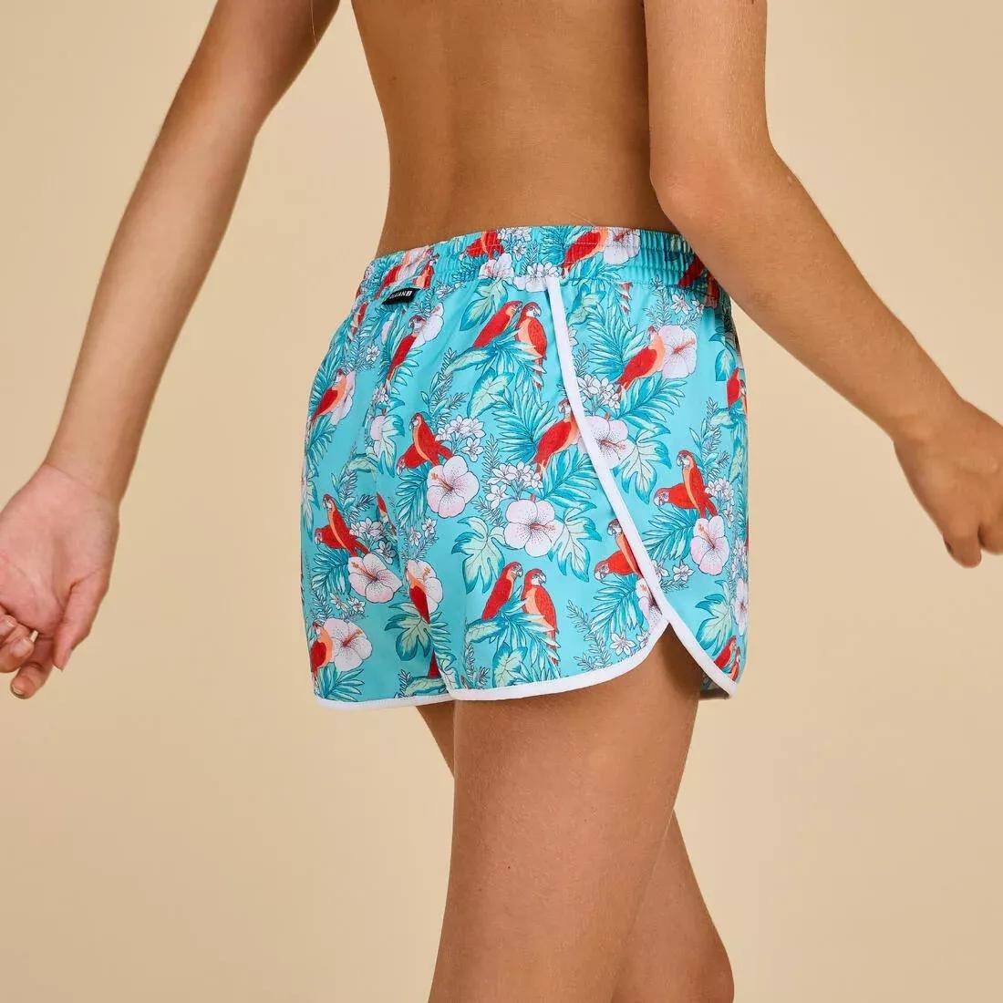 BLUE Girls' kids' surfing swim shorts, No Color, large image number 2