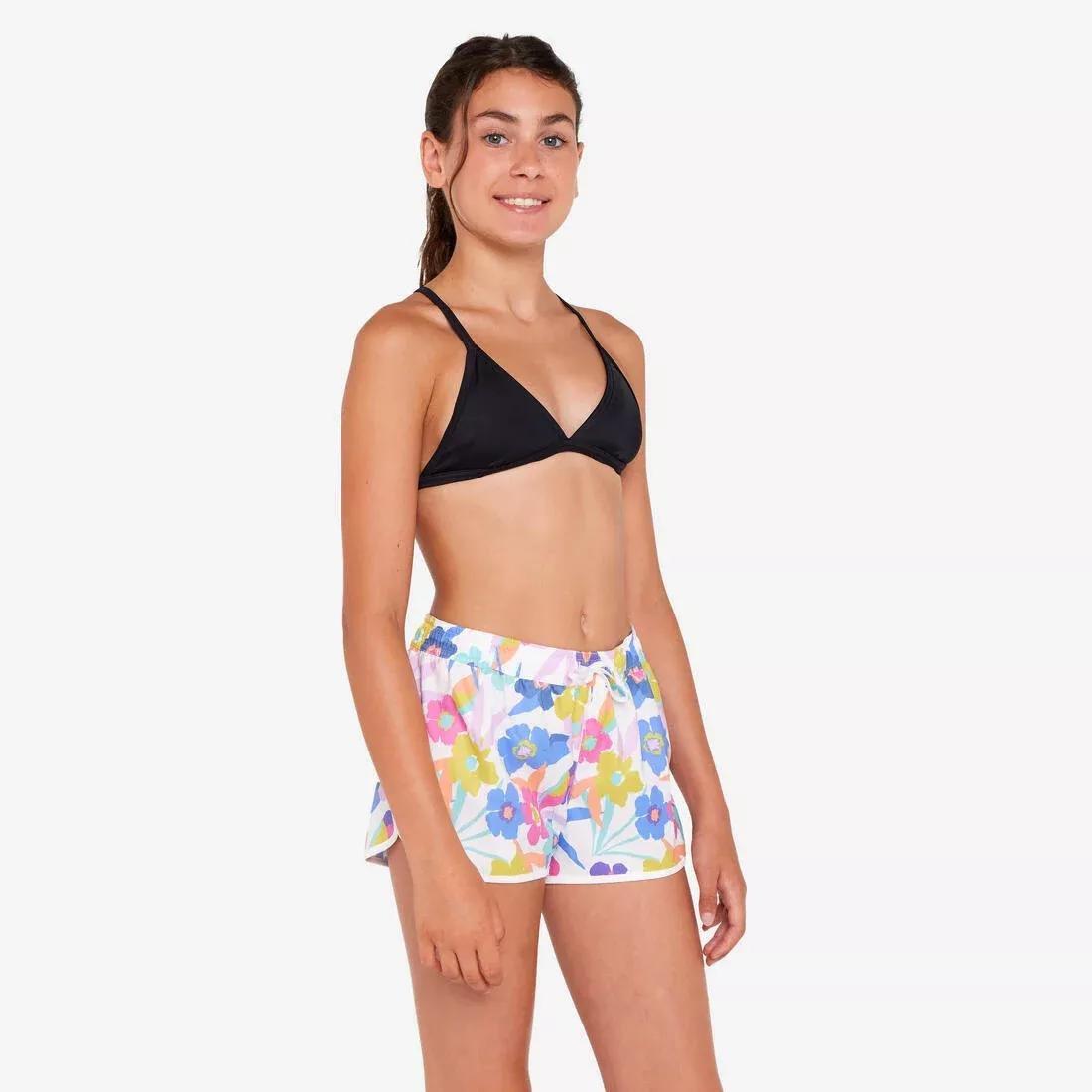 BLUE Girls' kids' surfing swim shorts, No Color, large image number 6