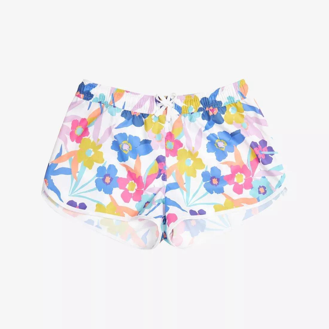 BLUE Girls' kids' surfing swim shorts, No Color, large image number 10