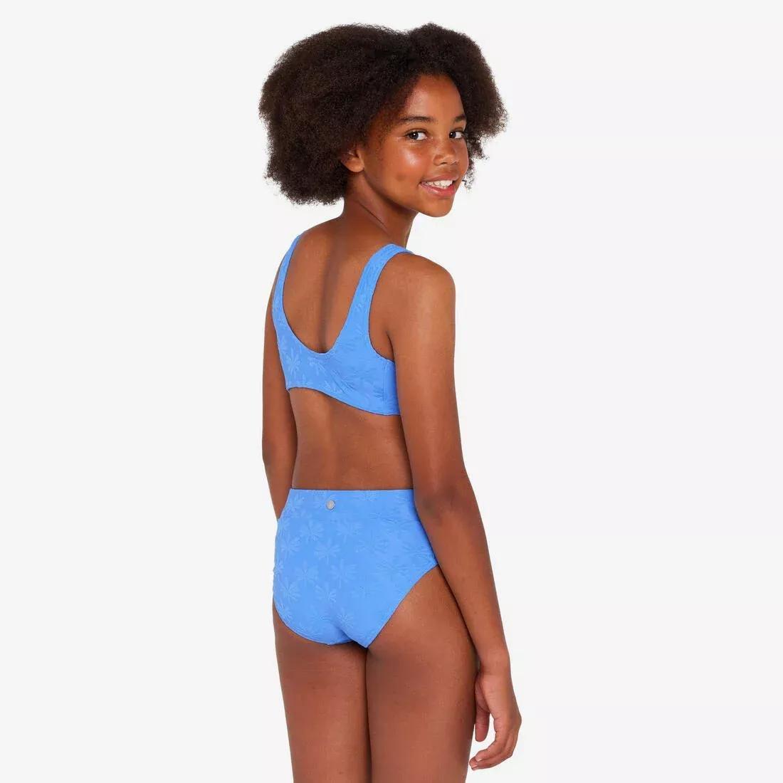 Kids Girls 2-Piece Surf Bralette High-Waisted - 500 Lao Miami, Blue, 5401_000, large image number 4