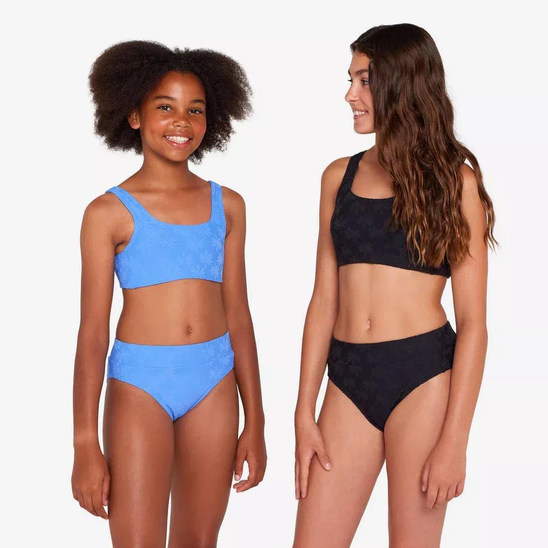 Kids Girls 2-piece surf bralette high-waisted - 500 Lao miami lavender, Beige, No Color, large image number 1