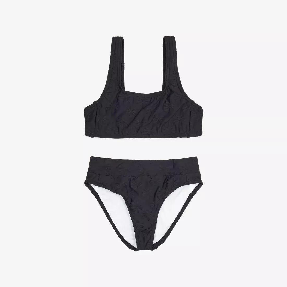 Kids Girls  2-piece surf bralette high-waisted - 500 Lao miami lavender, Beige, No Color, large image number 5