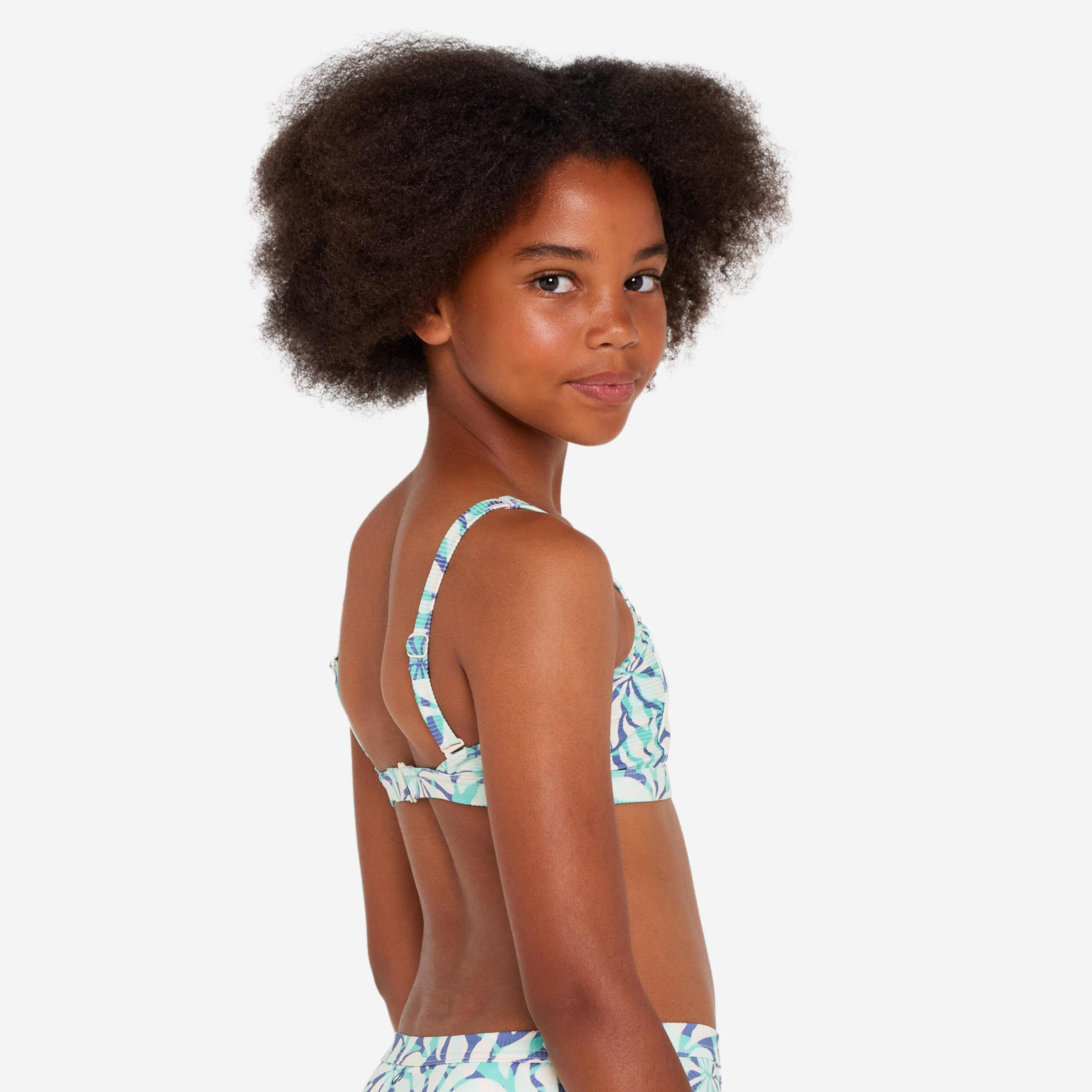 Kids Girls Swimsuit Top Bralette Floral Adjustable - 500 Nora, Blue, No Color, large image number 2