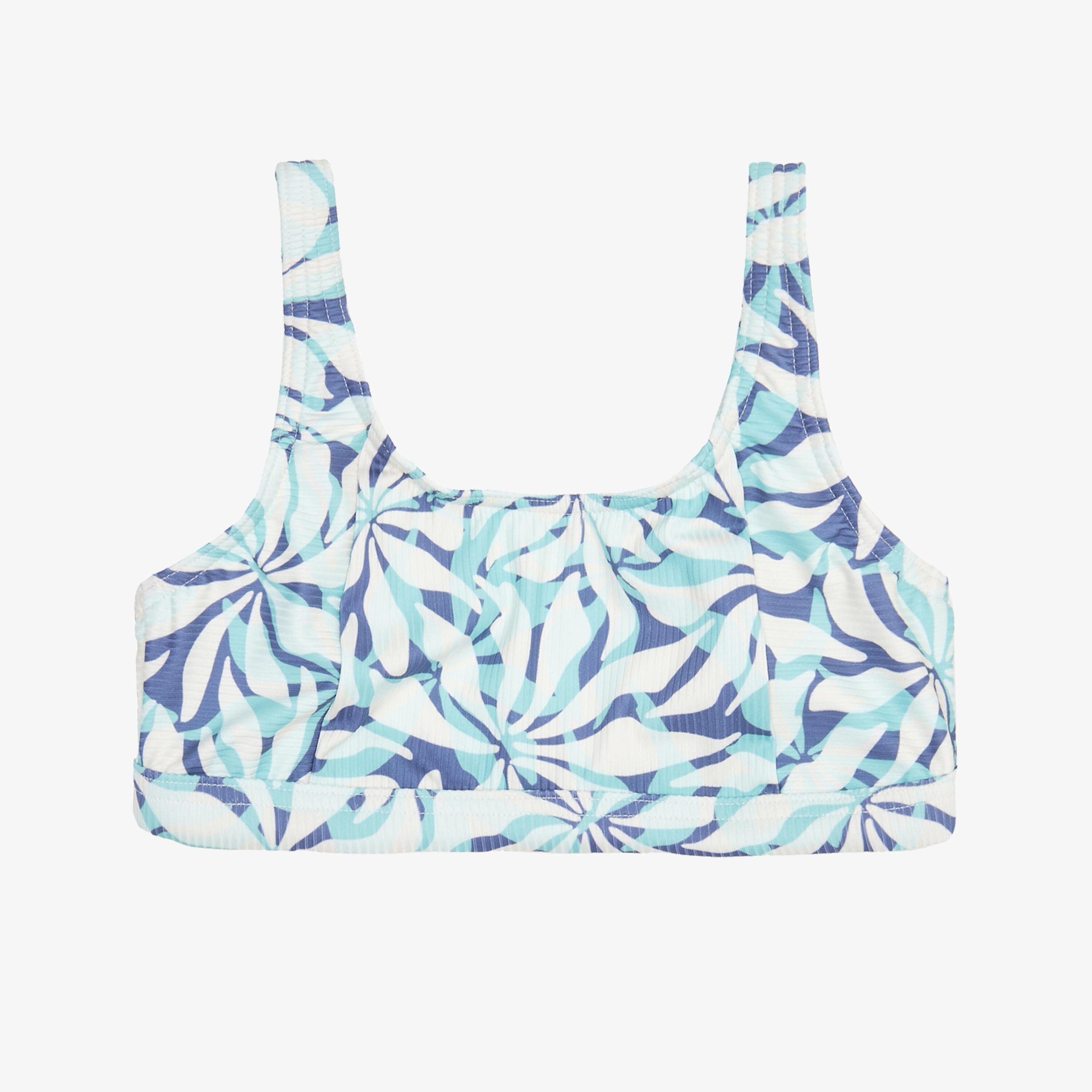 Kids Girls Swimsuit Top Bralette Floral Adjustable - 500 Nora, Blue, No Color, large image number 4
