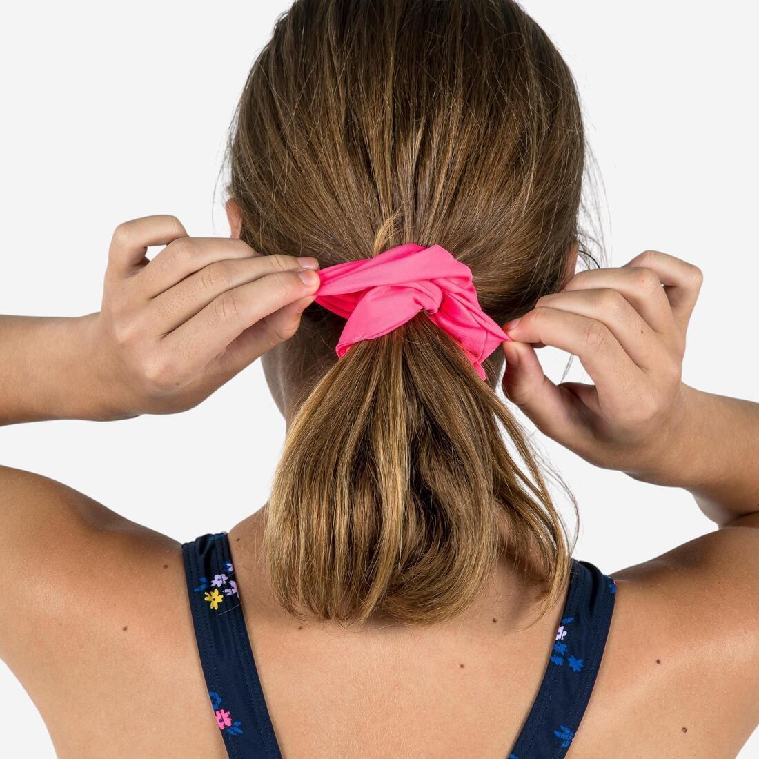 ARCTIC BLUE Girls' Swimming Hair Scrunchie - Coral, No Color, large image number 5