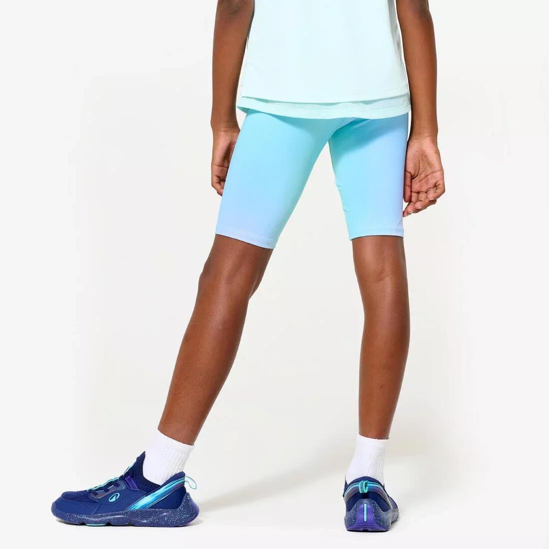 Kids Girls Multisports Stretchy Breathable Cycling Shorts - Arctic Print, Purple, No Color, large image number 4