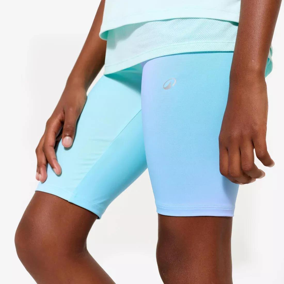 Kids Girls Multisports Stretchy Breathable Cycling Shorts - Arctic Print, Purple, No Color, large image number 5