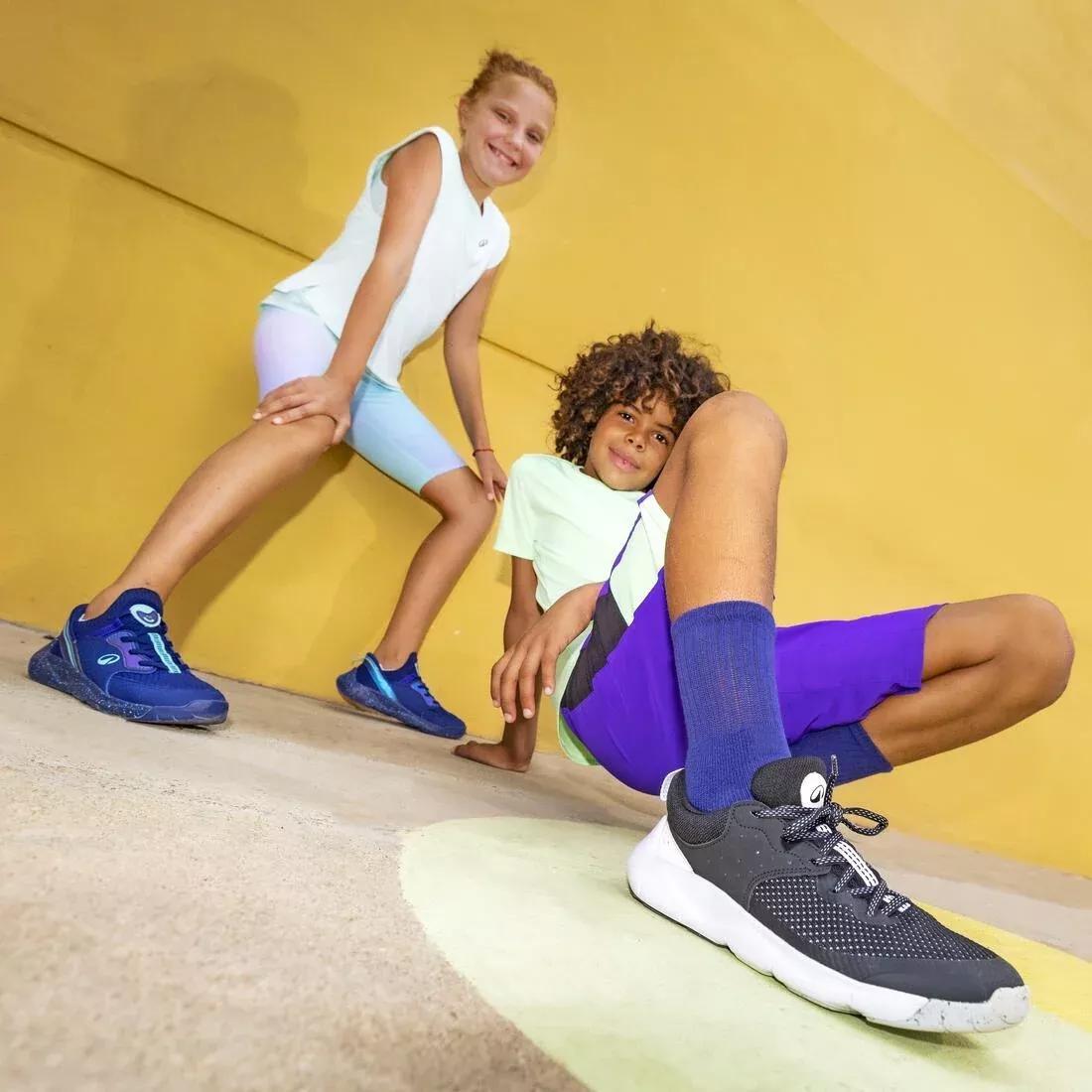 Kids Girls Multisports Stretchy Breathable Cycling Shorts - Arctic Print, Purple, No Color, large image number 7