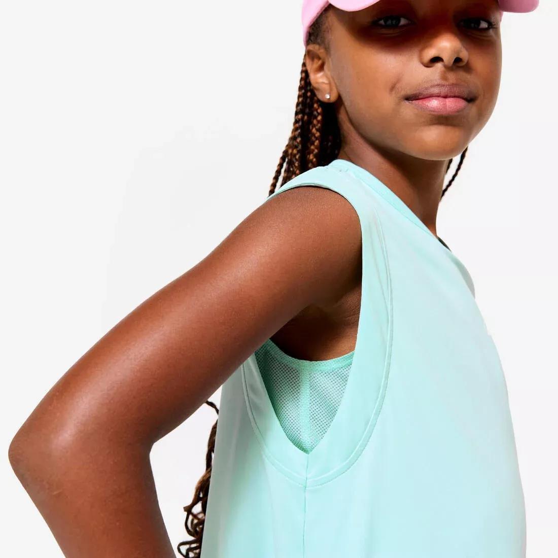 Kids Girls Multisports Breathable 2-In-1 T-Shirt, Green, No Color, large image number 4