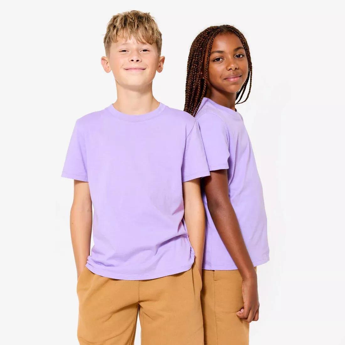 Kids Unisex Cotton Multisport T-Shirt, Purple, No Color, medium