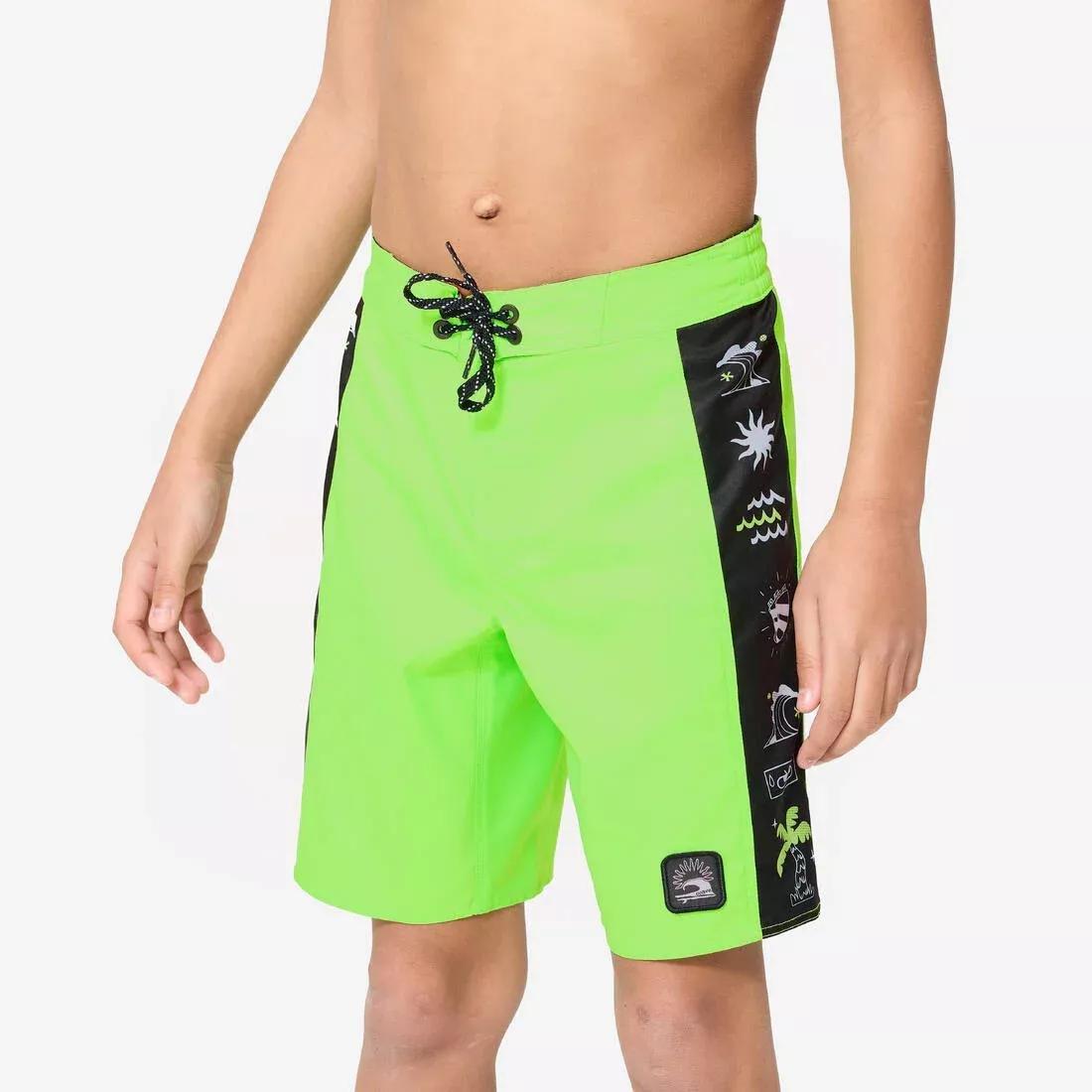 Kids Boys Surfing Boardshorts - 900 Band, Green, 5401_000, large image number 2