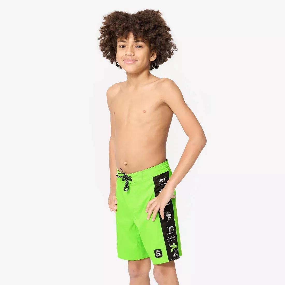 Kids Boys Surfing Boardshorts - 900 Band, Green, 5401_000, large image number 3